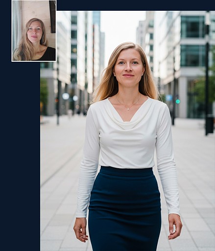 Elegantní AI portrét ženy v kanceláři